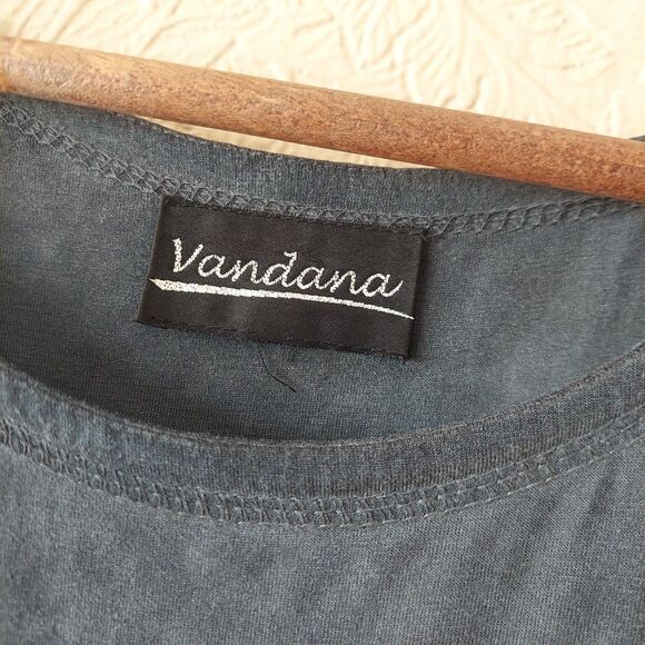 Vendana Blue Tie Dye Shift Dress Ruffles 3/4 Sleeves Sz Medium - Picture 3 of 9